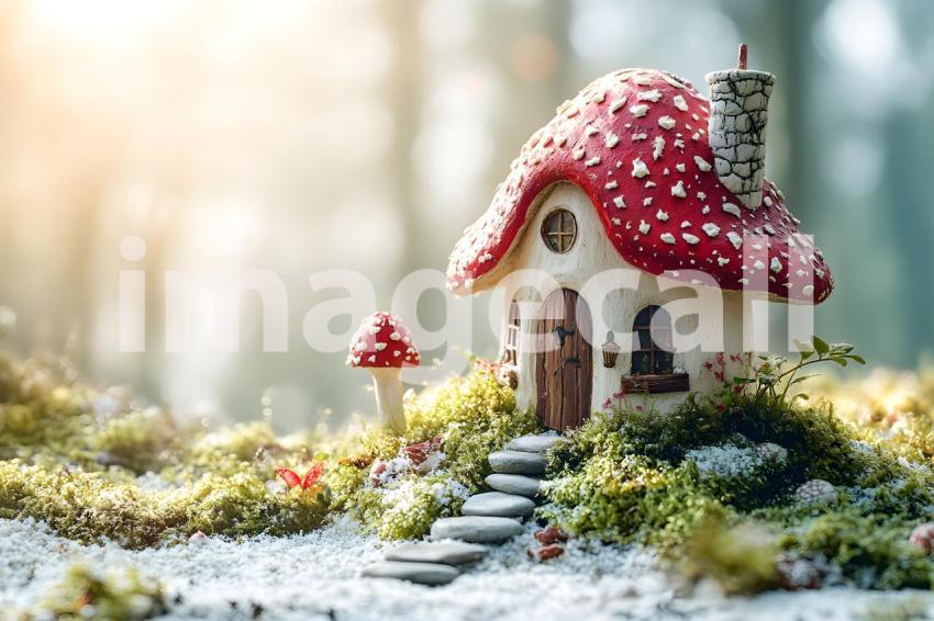 128 mushroom cottage scene 240 backdrops b25206