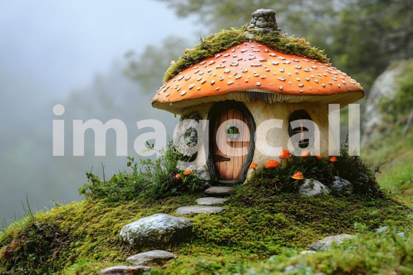 139 mushroom cottage scene 240 backdrops b25206