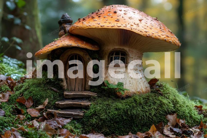 129 mushroom cottage scene 240 backdrops b25206