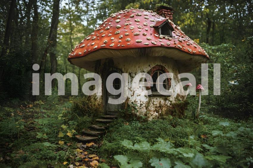 114 mushroom cottage scene 240 backdrops b25206