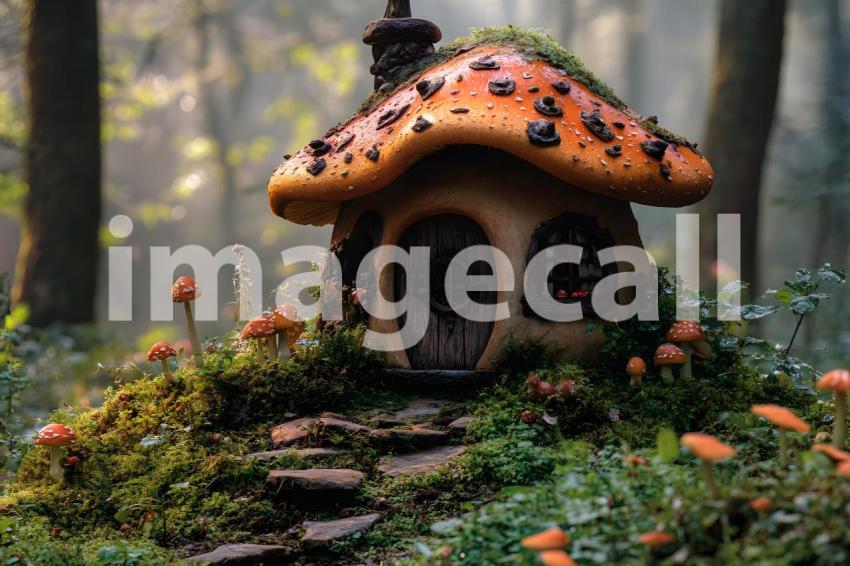 117 mushroom cottage scene 240 backdrops b25206