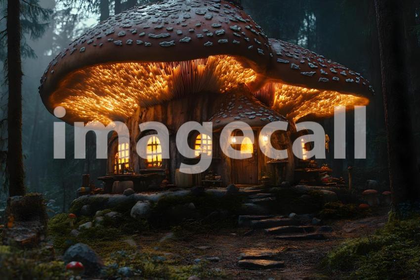 120 mushroom cottage scene 240 backdrops b25206