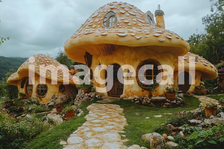 113 mushroom cottage scene 240 backdrops b25206