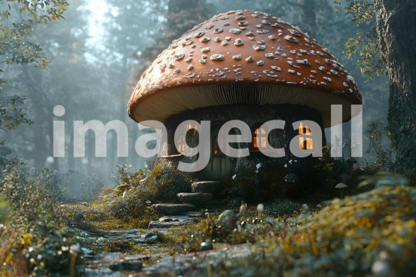 124 mushroom cottage scene 240 backdrops b25206