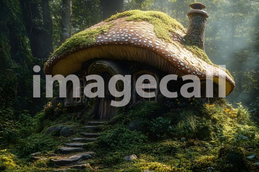 127 mushroom cottage scene 240 backdrops b25206