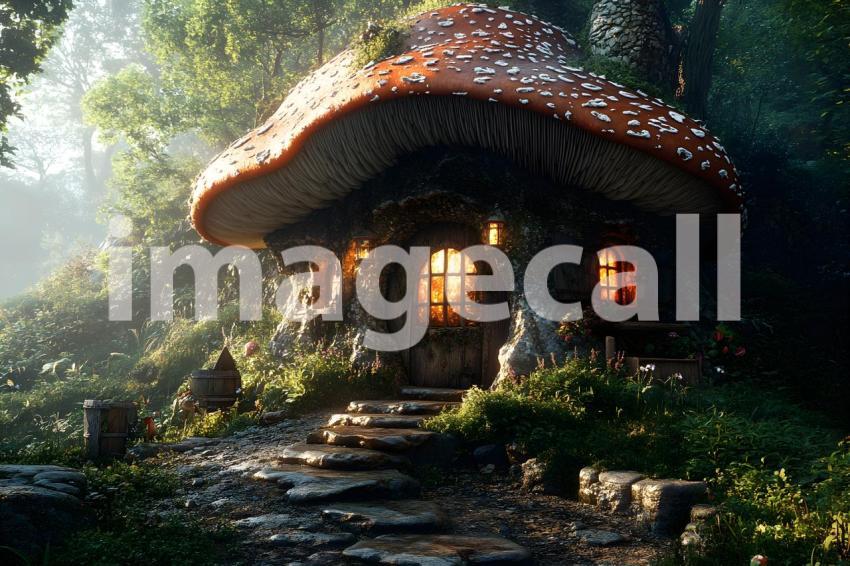 160 mushroom cottage scene 240 backdrops b25206