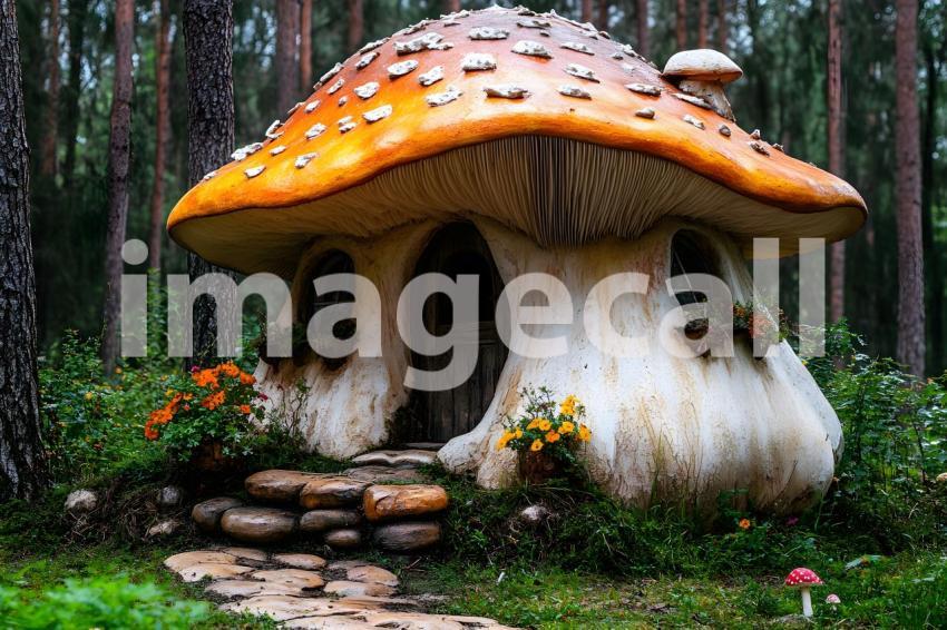 161 mushroom cottage scene 240 backdrops b25206