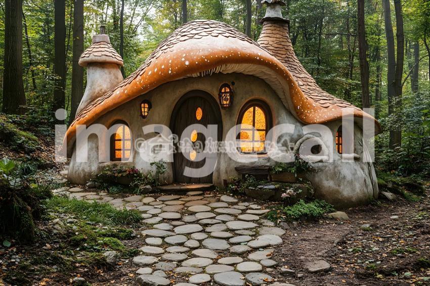 119 mushroom cottage scene 240 backdrops b25206