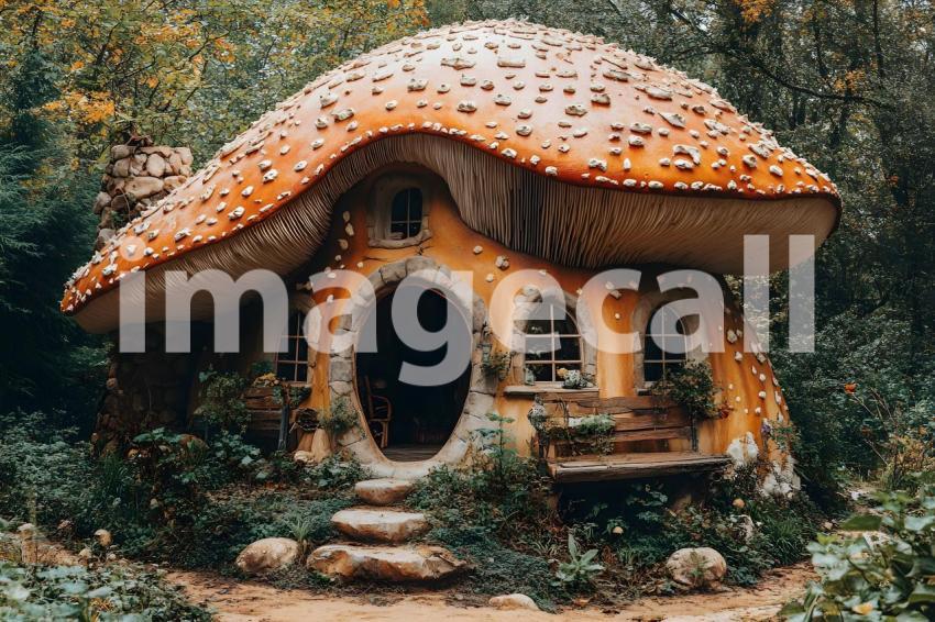 137 mushroom cottage scene 240 backdrops b25206