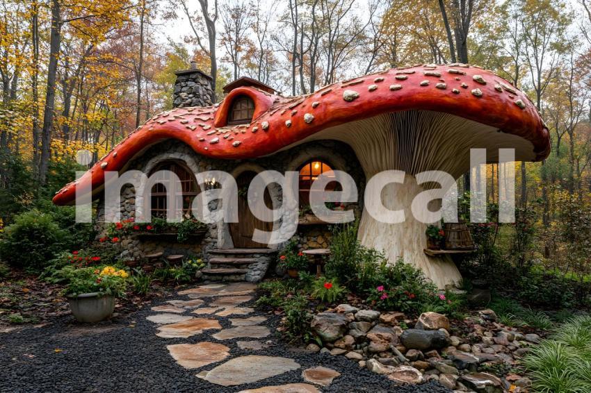 155 mushroom cottage scene 240 backdrops b25206
