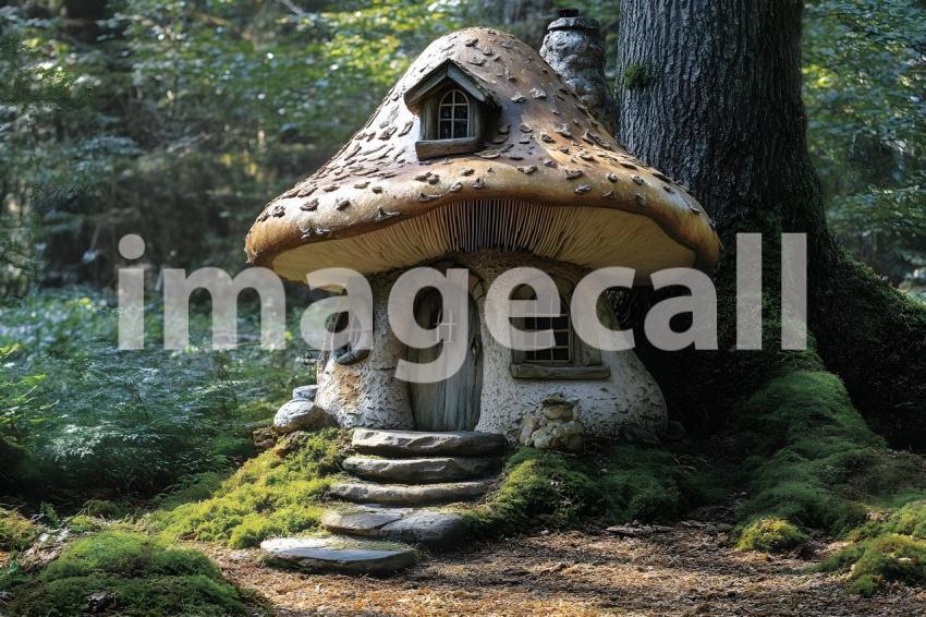 157 mushroom cottage scene 240 backdrops b25206