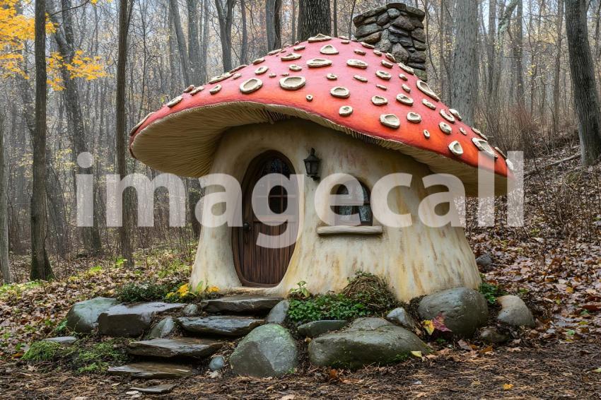 109 mushroom cottage scene 240 backdrops b25206