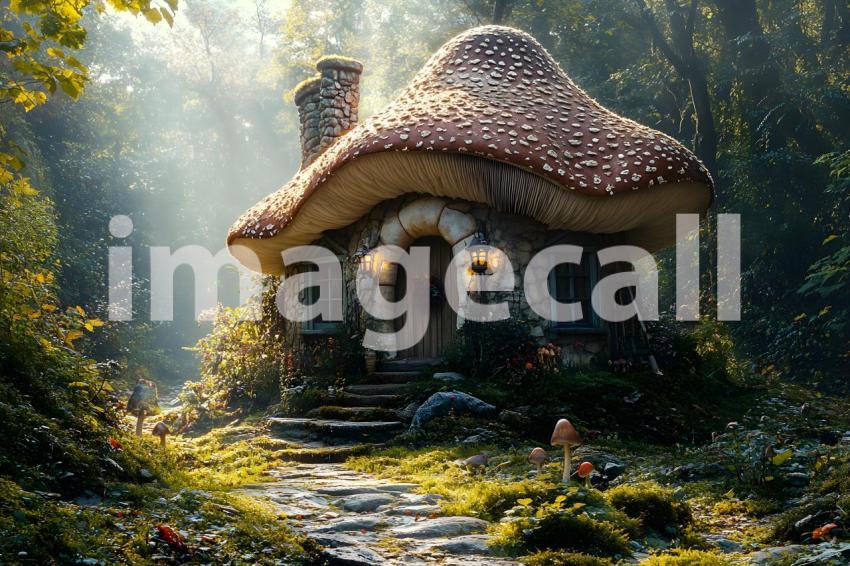 172 mushroom cottage scene 240 backdrops b25206