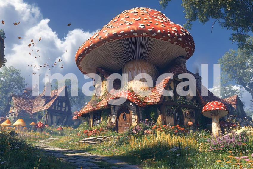 158 mushroom cottage scene 240 backdrops b25206
