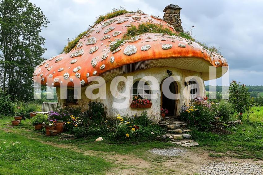 173 mushroom cottage scene 240 backdrops b25206