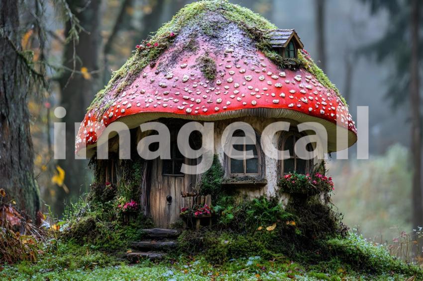 188 mushroom cottage scene 240 backdrops b25206
