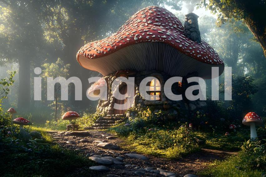 198 mushroom cottage scene 240 backdrops b25206