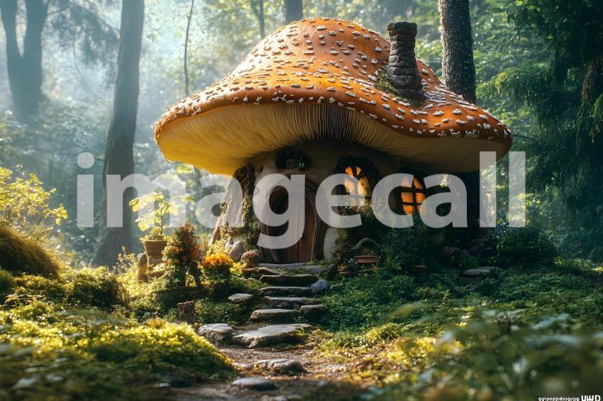 207 mushroom cottage scene 240 backdrops b25206