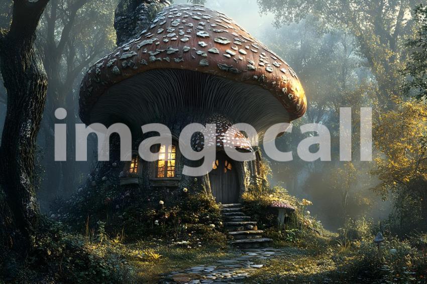 208 mushroom cottage scene 240 backdrops b25206