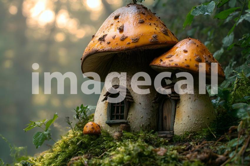 193 mushroom cottage scene 240 backdrops b25206