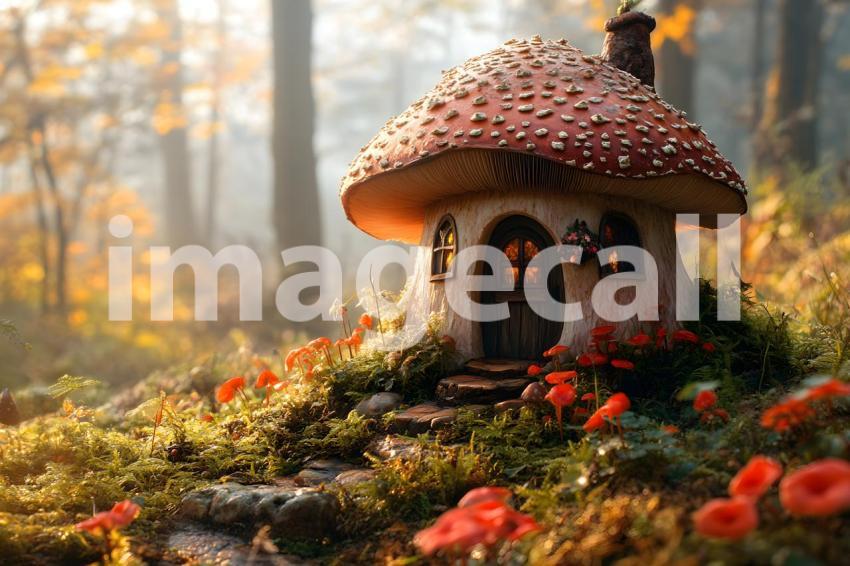 213 mushroom cottage scene 240 backdrops b25206