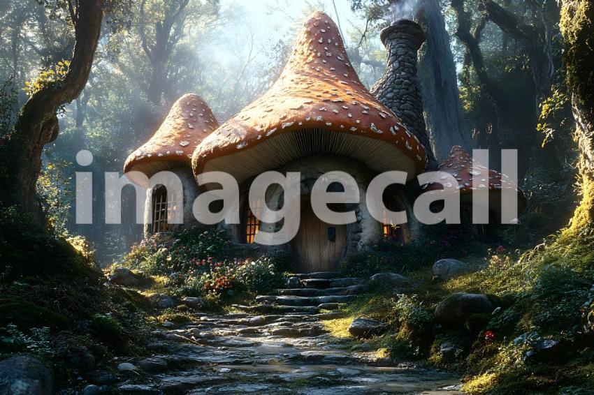 214 mushroom cottage scene 240 backdrops b25206