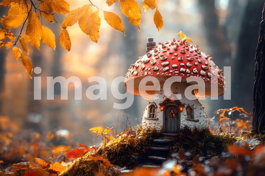 216 mushroom cottage scene 240 backdrops b25206
