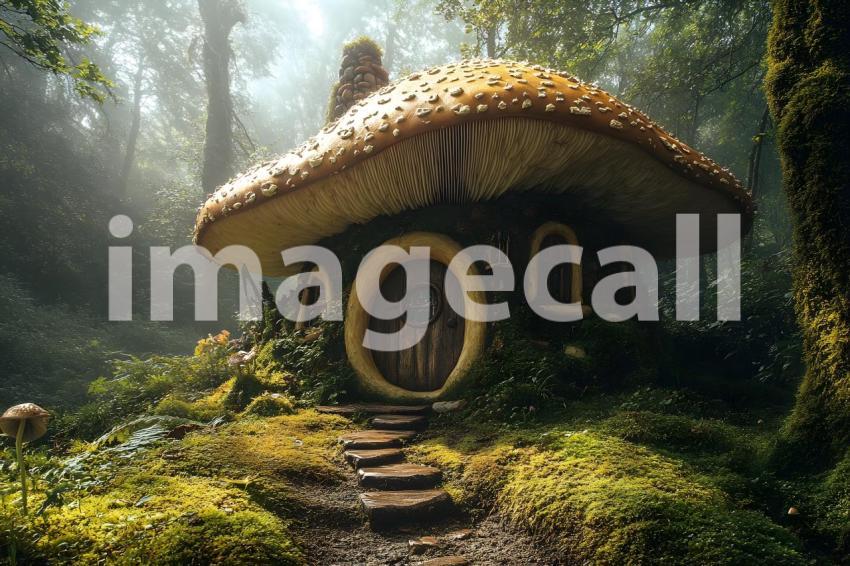 217 mushroom cottage scene 240 backdrops b25206