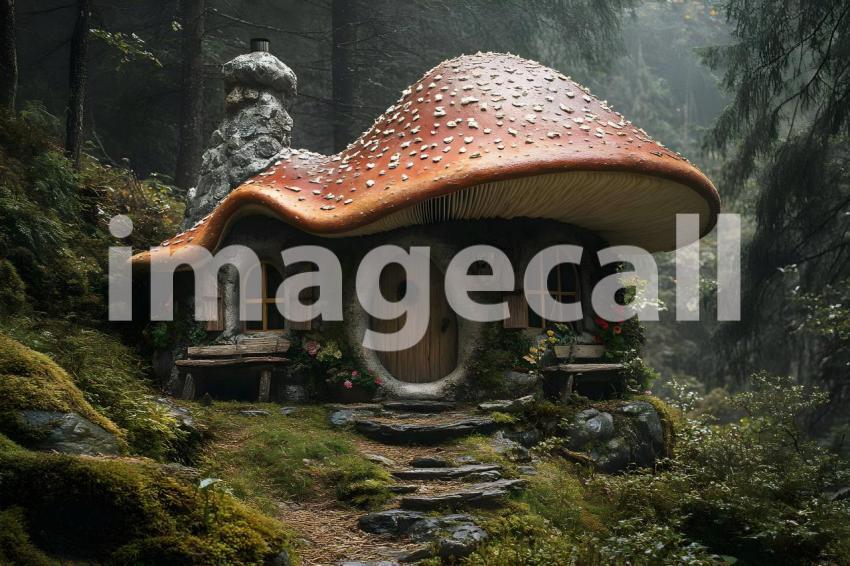 219 mushroom cottage scene 240 backdrops b25206