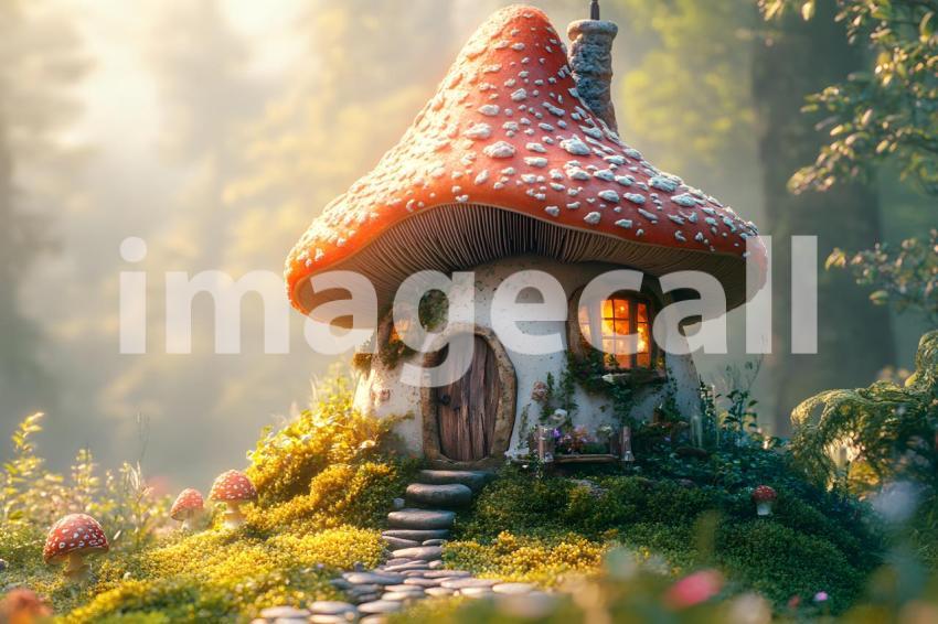 229 mushroom cottage scene 240 backdrops b25206