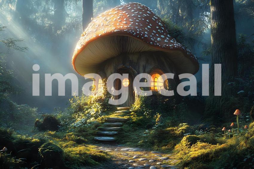 232 mushroom cottage scene 240 backdrops b25206