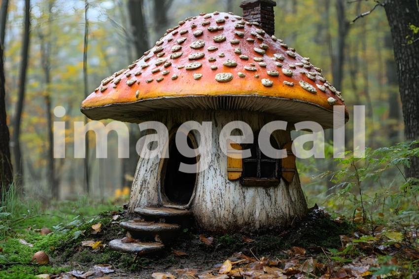 238 mushroom cottage scene 240 backdrops b25206