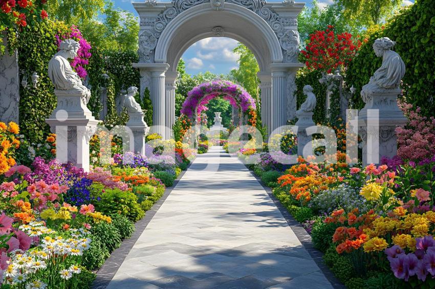 Abc1323 A symmetrical Baroque garden with marble statues ston 22bded1b fe50 4648 9c36 cff196f977d3 2