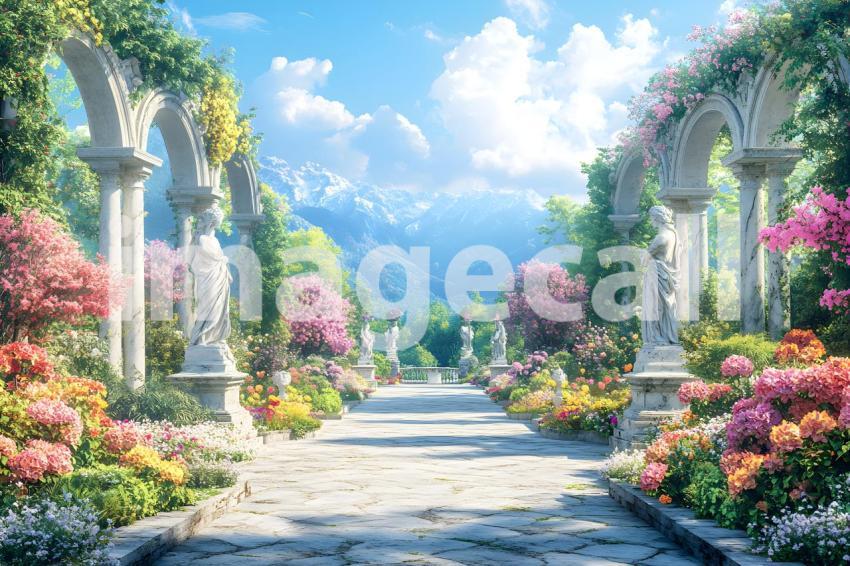 Abc1323 A symmetrical Baroque garden with marble statues ston 22bded1b fe50 4648 9c36 cff196f977d3 3