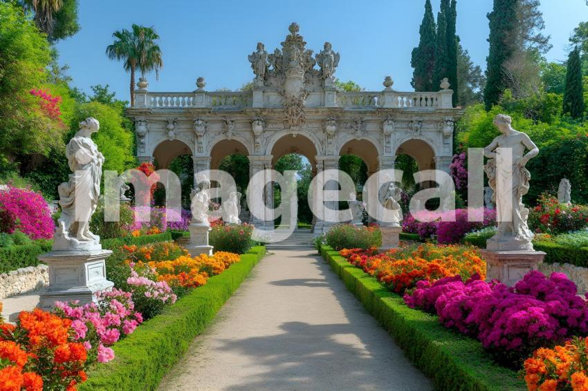 Abc1323 A symmetrical Baroque garden with marble statues ston 22bded1b fe50 4648 9c36 cff196f977d3 0