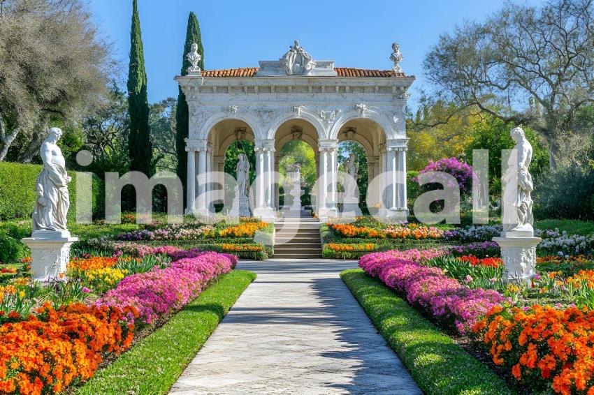 Abc1323 A symmetrical Baroque garden with marble statues ston 3cf2bd66 6fe5 4610 91ee bf4e2f3f7aa8 0
