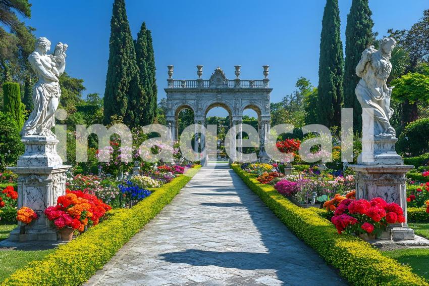 Abc1323 A symmetrical Baroque garden with marble statues ston eca159dc c1a6 47b1 92f8 803713ab76f2 3