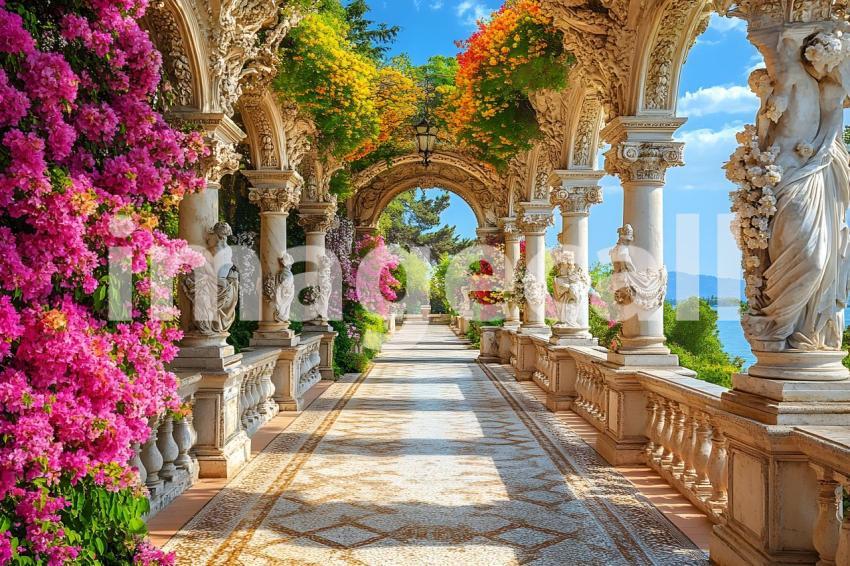 Abc1323 A symmetrical Baroque garden with marble statues ston 80228418 a085 4cdc 83ab 4928917f27ee 3