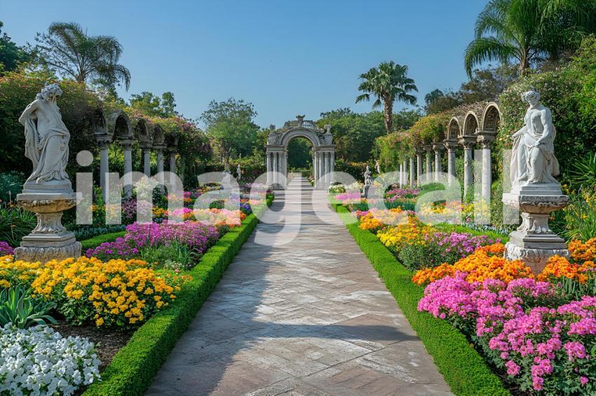 Abc1323 A symmetrical Baroque garden with marble statues ston 47cf7b08 9fbe 48d1 a798 ae6548bce60e 3