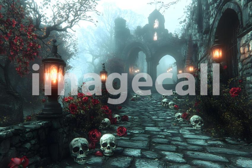 Abc1323 An abandoned cobblestone street lit by flickering lante bcfda0db 6904 4298 9416 cf30c07024e6 part1