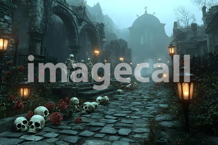 Abc1323 An abandoned cobblestone street lit by flickering lante efb79fa1 bea5 480e be5c 3d7319308956 part1