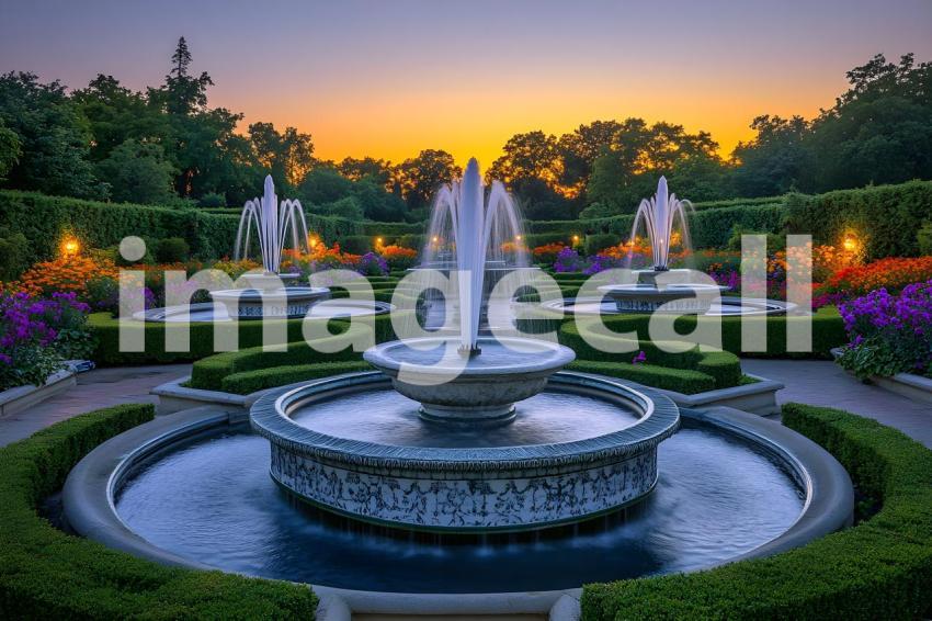 Abc1323 An ornate Baroque garden with fountains vibrant flowe 91f2a679 c7b3 4794 9887 0a69d6c44d1e 0
