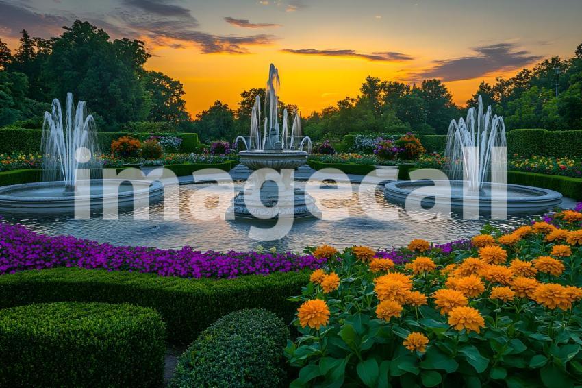 Abc1323 An ornate Baroque garden with fountains vibrant flowe 91f2a679 c7b3 4794 9887 0a69d6c44d1e 3