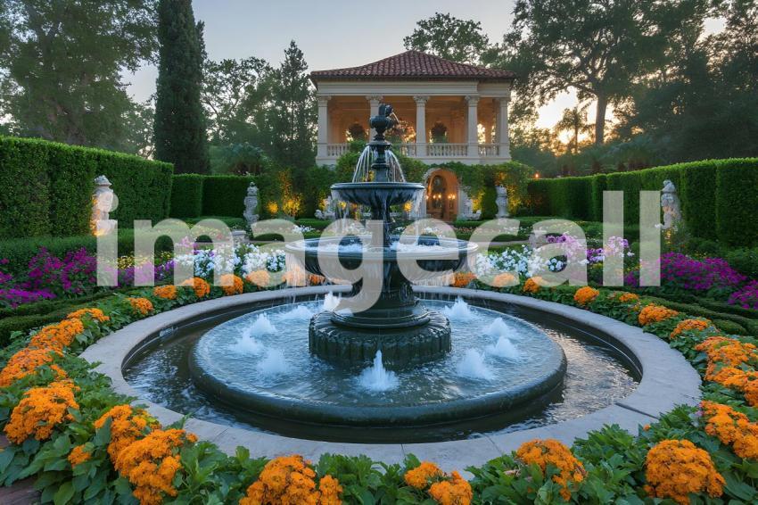 Abc1323 An ornate Baroque garden with fountains vibrant flowe 9baf5f0e a76a 4c9d 9ac2 7542db720abe 1