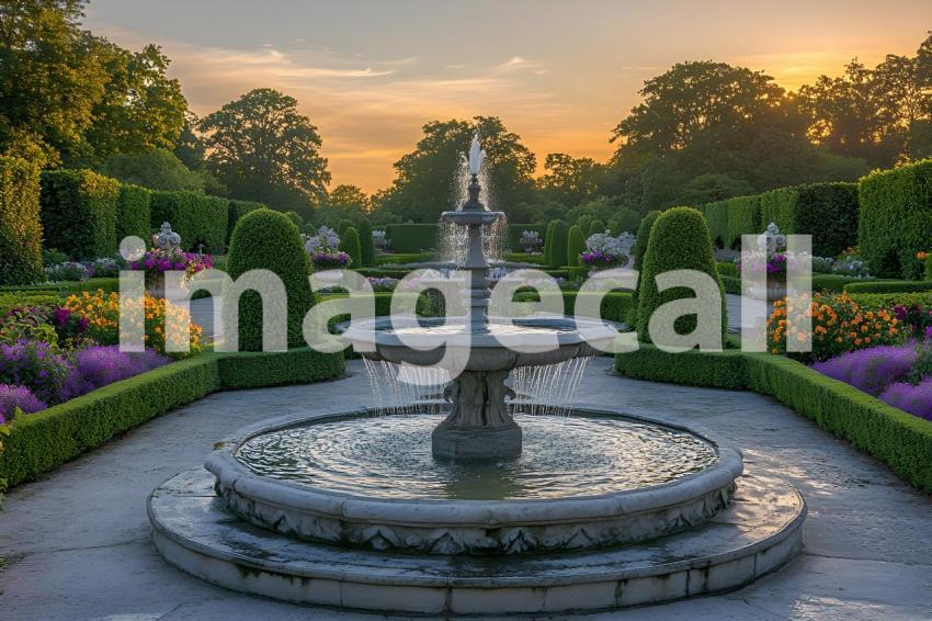 Abc1323 An ornate Baroque garden with fountains vibrant flowe 91f2a679 c7b3 4794 9887 0a69d6c44d1e 2