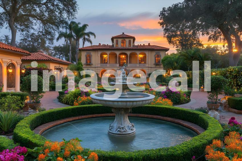 Abc1323 An ornate Baroque garden with fountains vibrant flowe 9546b51c 6782 449e aaf5 3d34e8078c79 0