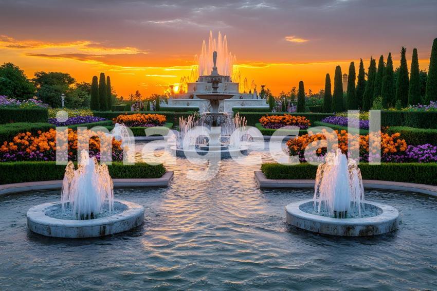 Abc1323 An ornate Baroque garden with fountains vibrant flowe 8994312d de10 4142 bb06 814a63e86f96 3