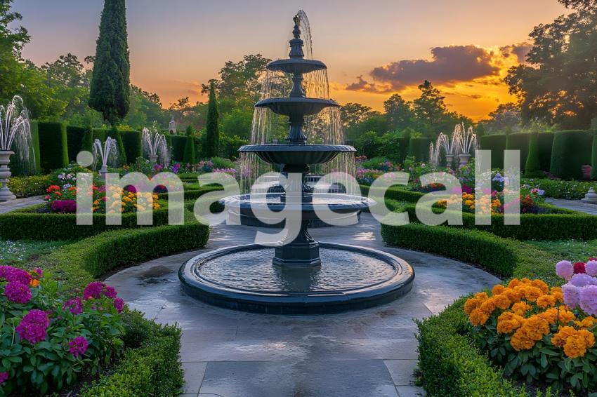 Abc1323 An ornate Baroque garden with fountains vibrant flowe 5116deb3 cc4e 40e4 9128 8786b63e77fc 0