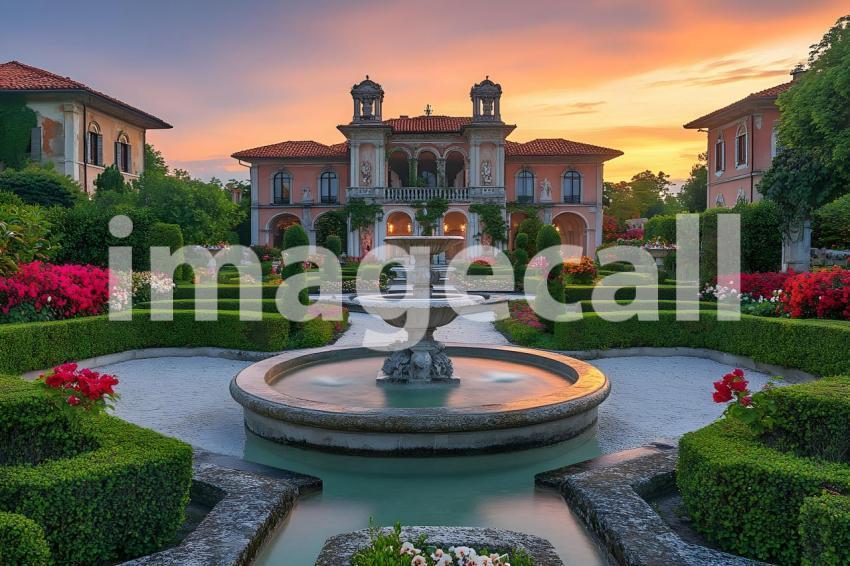 Abc1323 An ornate Baroque garden with fountains vibrant flowe d2a3fbbf 3ed9 4bba 92bb 4e26c308f07f 1