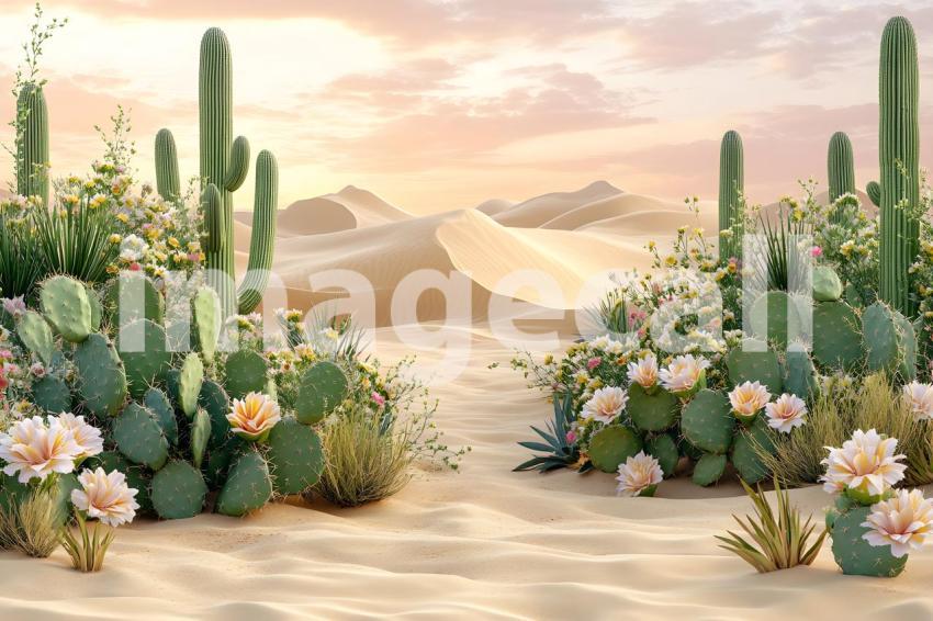 U3644368625 Botanical Desert Oasis A serene desert scene with 719d7185 9349 4e10 bf22 3af9220acc76 0